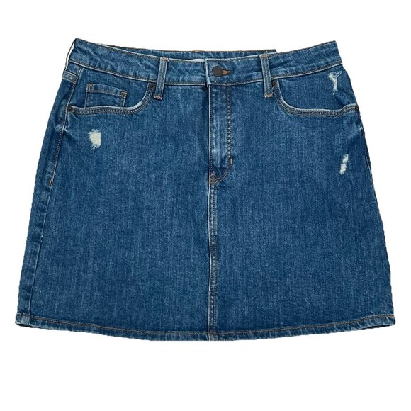 Old Navy Distressed Denim Jean Skirt Sz 10 NWT Weekend Festival 90s Inspired - Picture 1 of 5